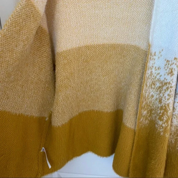 Anthropologie Akemi + Kin Senna Eyelash Open Front Mustard Cardigan One Size - Picture 4 of 8